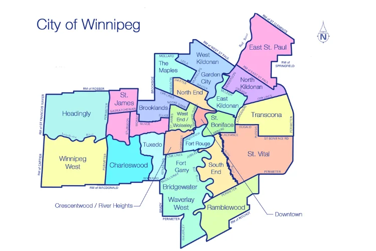 Map of Winnipeg city